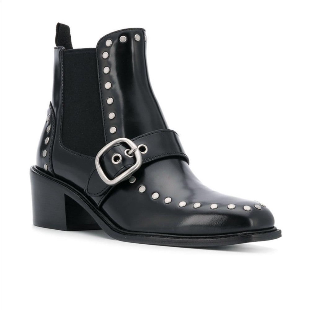 Coach Studded Patent Leather Boots